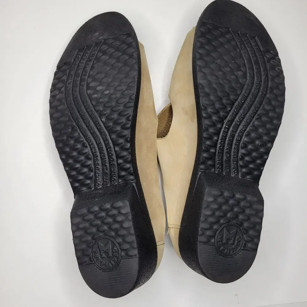 Mephisto Double Strap Sandals Light Tan Neutral Hook Loop Adjustable Women 41